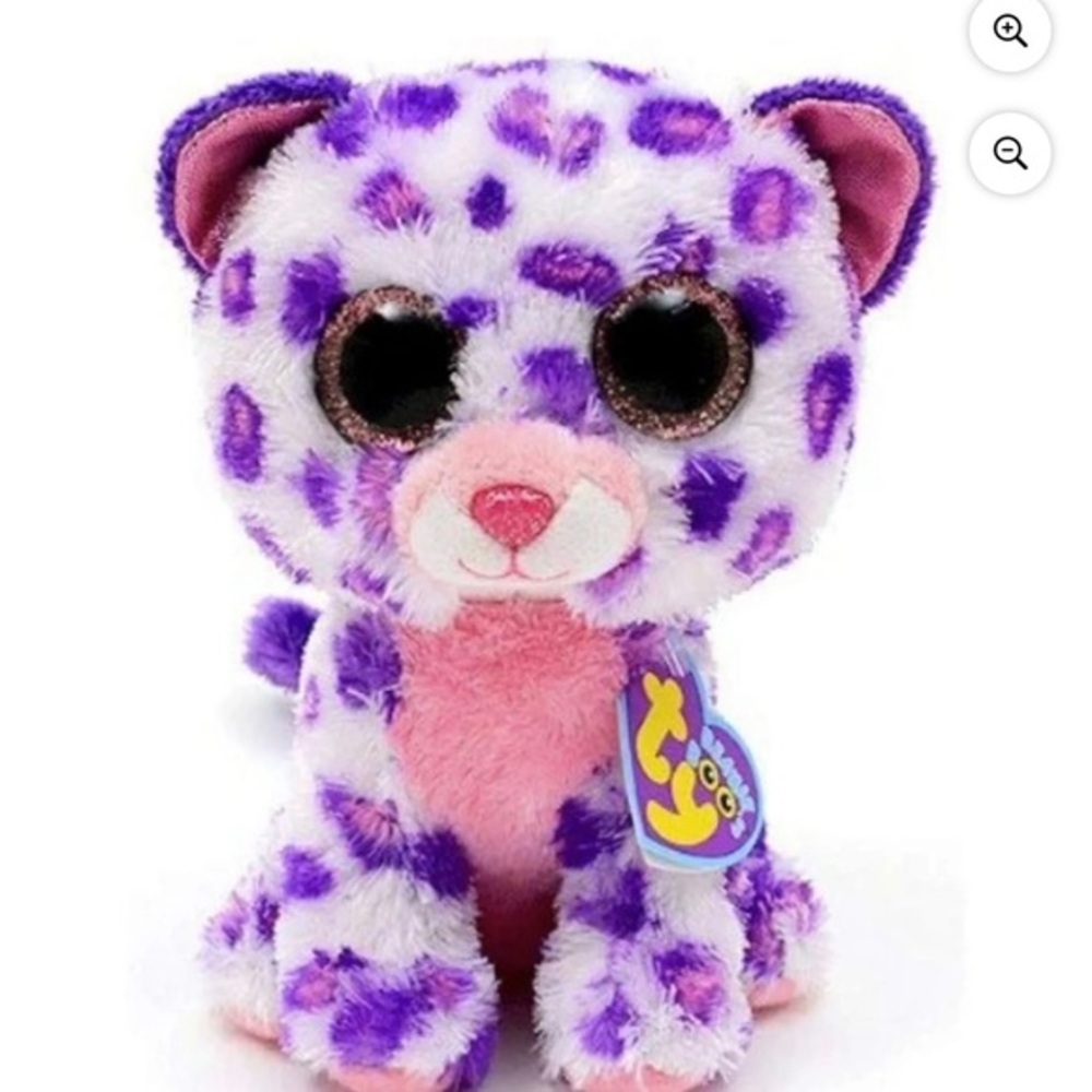 TY Beanie Boos - GLAMOUR the Purple and White Leopard Justice Exclusive New